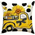 Sunflower Vintage Truck Pillow Cover Spring Summer Rustic Floral Cushion Case Home Decor - 45