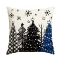 Christmas tree printed throw pillow cover, linen decorative square cushion case for sofa - Single Pillowcase / SDF-37