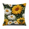 Retro sunflower pillow cover with exquisite embroidery, vintage floral cushion case for home decor. - 50