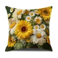 Vintage sunflower throw pillow cover, embroidered daisy floral cushion case for home decor. - 53