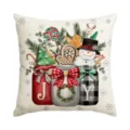 Christmas throw pillow cover winter holiday rustic mason jars plaid snowman decor 18x18 - Single Pillowcase / SDF-44