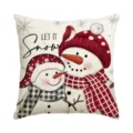 Christmas snowman print faux linen decorative throw pillow cover for sofa holiday home decor - Single Pillowcase / SDF-45