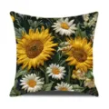 Vintage sunflower daisy embroidered cushion cover, decorative floral throw pillow case for home. - 60