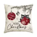 Christmas throw pillow cover linen festive red ornament snowflake decorative cushion case - Single Pillowcase / SDF-48