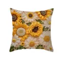 Sunflower print square pillow cover, vintage floral cushion case for spring home decor. - 63