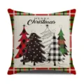 Christmas decorative throw pillow cover with festive plaid trees and holiday text design - Style 8(3)