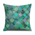 Modern minimalist gradient linen pillowcase, blue geometric pattern sofa cushion cover. - 45x45cm Single-Sided Print / Teal