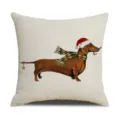 Christmas dachshund cushion cover linen decorative pillow case for sofa living room holiday decor - Christmas Dachshund Style B