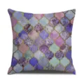 Gradient geometric linen throw pillow cover, purple and blue Moroccan tile pattern sofa cushion - 45x45cm Single-Sided Print / Multicolor