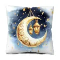 Decorative moon and stars lantern cushion cover for cozy home sofa and bedroom decoration. - Style 1 (ZY186) / 45x45cm