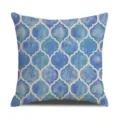 Fodera per cuscino in lino con stampa geometrica blu, federa decorativa moderna per divano. - Stampa Monofacciale 45x45cm / Blu