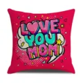 Mother's Day pop art printed linen throw pillow cover decorative cushion cover for sofa - 45x45cm / Red