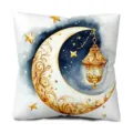 Watercolor moon and star hanging lantern pillow cover, festive sofa cushion case for home bedroom decor. - Style 3 (ZY186) / 45x45cm