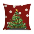 Christmas decorative pillow cover featuring red polka dot and green tree design for holiday decor. - Style 1(2)