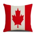 Canada flag square linen pillowcase, red maple leaf print cushion cover for home decor. - Canada Flag
