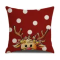 Christmas Red Polka Dot Reindeer Cushion Cover Decorative Pillow Case Holiday Home Decor - Style 1(1)