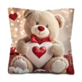 Valentine's Day Teddy Bear Throw Pillow Cover Cute Heart Cushion Case for Sofa Home - Style 2 / 45 Size Peach Skin Velvet Pillow Cover (Without Insert) Single Sided Print