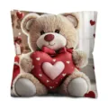 Valentine's Day teddy bear throw pillow cover, cute heart pattern cushion case for home sofa. - Style 3 / 45 Size Peach Skin Velvet Pillow Cover (Without Insert) Single Sided Print