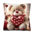 Valentine's Day Teddy Bear Throw Pillow Cover Red Heart Cushion Case Soft Decorative - Style 4 / 45 Size Peach Skin Velvet Pillow Cover (Without Insert) Single Sided Print