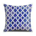 Federa cuscino lino blu sfumato motivo geometrico moderno divano decorazione quadrato - Stampa Monofacciale 45x45cm / Blu