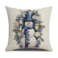 Christmas blue snowman print cushion cover decorative linen pillow case for living room - Style 6(4)
