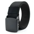 Black tactical canvas belt rolled up for outdoor sports and casual daily wear with plastic buckle. - Black / 125cm