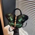 Unique butterfly shape crossbody bag, trendy black and green designer handbag for women chic - Green