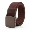 Brown canvas tactical belt, durable web strap with quick release buckle for outdoor daily use. - Coffee / 125cm
