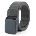 Durable grey nylon tactical belt with plastic buckle for outdoor sports and casual cargo wear. - Dark Gray / 125cm