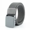 Grey tactical canvas belt for outdoor sports, durable nylon webbing with plastic buckle. - Light Gray / 125cm