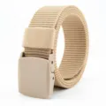 Khaki Canvas Tactical Belt Casual Plastic Buckle Outdoor Sports Waistband for Men and Women - Beige / 125cm