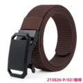 Brown canvas belt for men and women, tactical automatic buckle, casual outdoor waist strap. - Coffee / 125cm