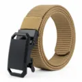 Tactical canvas belt for men and women, durable outdoor work trousers waist belt with buckle. - Wolf Brown / 125cm