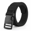 Black tactical canvas belt for outdoor sports, durable adjustable web belt with quick release. - Black / 125cm