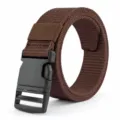Brown canvas belt for outdoor sports, durable nylon tactical belt with quick release buckle. - Coffee / 125cm
