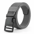 Dark grey canvas tactical belt for outdoor sports and workwear, durable plastic buckle. - Dark Gray / 125cm