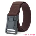 Outdoor tactical canvas belt with quick release plastic buckle, durable brown waist strap. - Coffee (Elastic) / 125cm