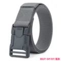 Grey canvas tactical belt with durable black plastic quick-release buckle for outdoor sports wear. - Gray (Elastic) / 125cm
