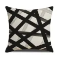 Modern geometric pattern linen pillow cover, black and grey abstract stripe cushion case. - 45 Size Linen Pillow Cover (Without Core) Single-Sided Print / 6JH(2)