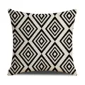 Black and white geometric diamond pattern linen cushion cover for modern sofa home decor. - 45 Size Linen Pillow Cover (Without Core) Single-Sided Print / 6JH(3)