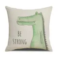 linen printed throw pillow cover with cute cartoon crocodile pattern for sofa home decor - 45 Size Linen Pillow Cover (Without Core) Single-Sided Print / Crocodile