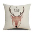 Housse de coussin en lin avec motif de cerf mignon, taie d'oreiller de canapé animalier. - Taille 45 Housse de Coussin en Lin (Sans Noyau) Impression Unilatérale / Cerf