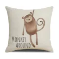 Housse de coussin en lin imprimé singe mignon canapé taie d'oreiller pour décoration SKU - Taille 45 Housse de Coussin en Lin (Sans Noyau) Impression Unilatérale / Singe