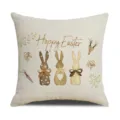 Easter cushion cover linen decorative throw pillow case cute bunny rabbits 45x45cm - Style 3 / 45x45cm