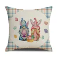 Easter gnome throw pillow cover linen plaid decorative cushion case for sofa holiday home decor - Style 4 / 45x45cm
