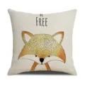 Housse de coussin en lin avec adorable renard imprimé pour canapé salon déco moderne - Taille 45 Housse de Coussin en Lin (Sans Noyau) Impression Unilatérale / Renard