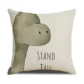 Housse de coussin en lin motif dinosaure mignon, taie d'oreiller animal vert pour canapé déco. - Taille 45 Housse de Coussin en Lin (Sans Noyau) Impression Unilatérale / Brachiosaurus