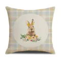 Easter bunny plaid throw pillow cover, cute floral cushion case for home decor. - Style 5 / 45x45cm