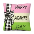 Funda de cojín de San Patricio con lazo de cuadros en blanco y negro y bloques de color. - Estilo 1