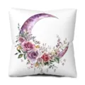 Watercolor purple moon floral throw pillow cover soft peach skin velvet cushion for sofa bed - Style 1 (ZY161-1) / Peach Skin Pillow Cover